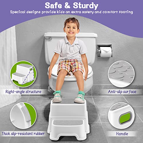 image for AJVV Toddler Step Stool, 2 Step Stool for Kids with Anti-Slip Surface 