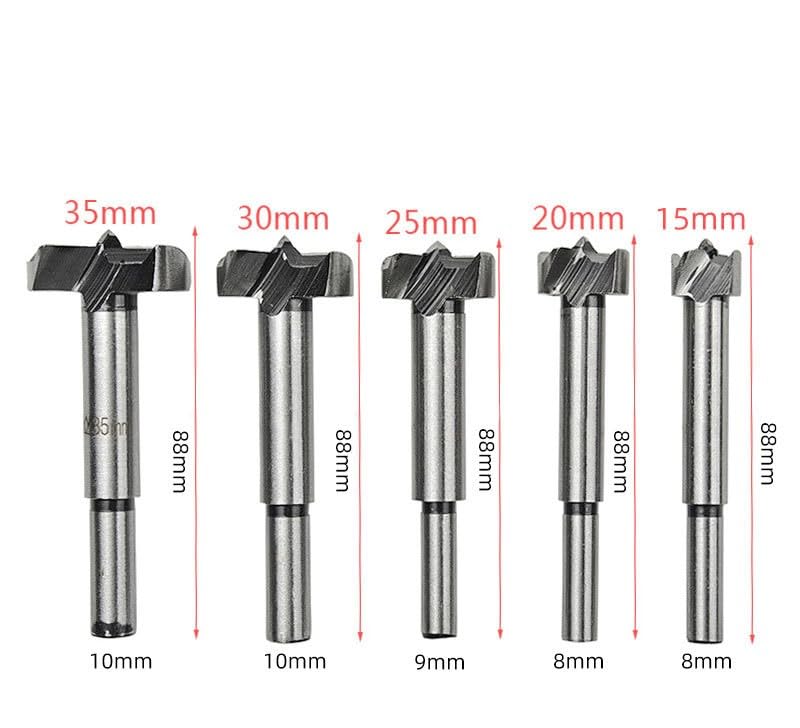 5PCS Set Adjustable Depth 15-35 Forstner Drill Bits Professional Cabinet Door Hinge Hole Saw Straight By Wooden Case