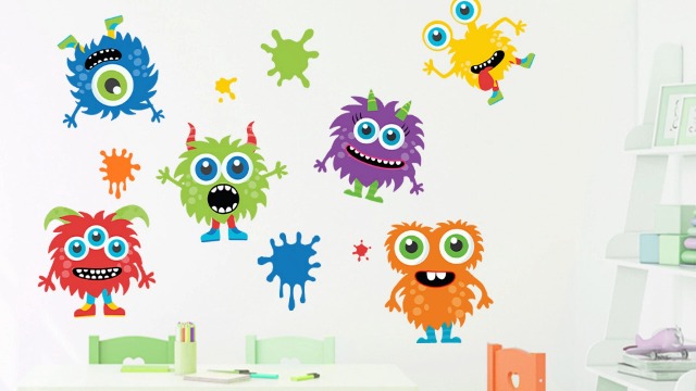 Vinilo Decorativo Mfault Monstruo Infantil 35x12 pulgadas miniatura 7
