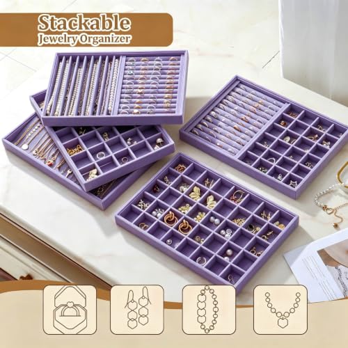 Image of Large Velvet Jewelry Tray Display Drawer Inserts 2 Pack