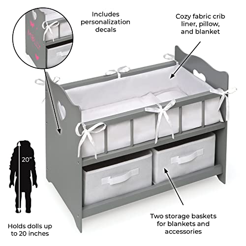 Badger Basket 15405 Toy Doll Bed With Storage Baskets And Personalization Kit For 20 Inch Dolls thumb #10