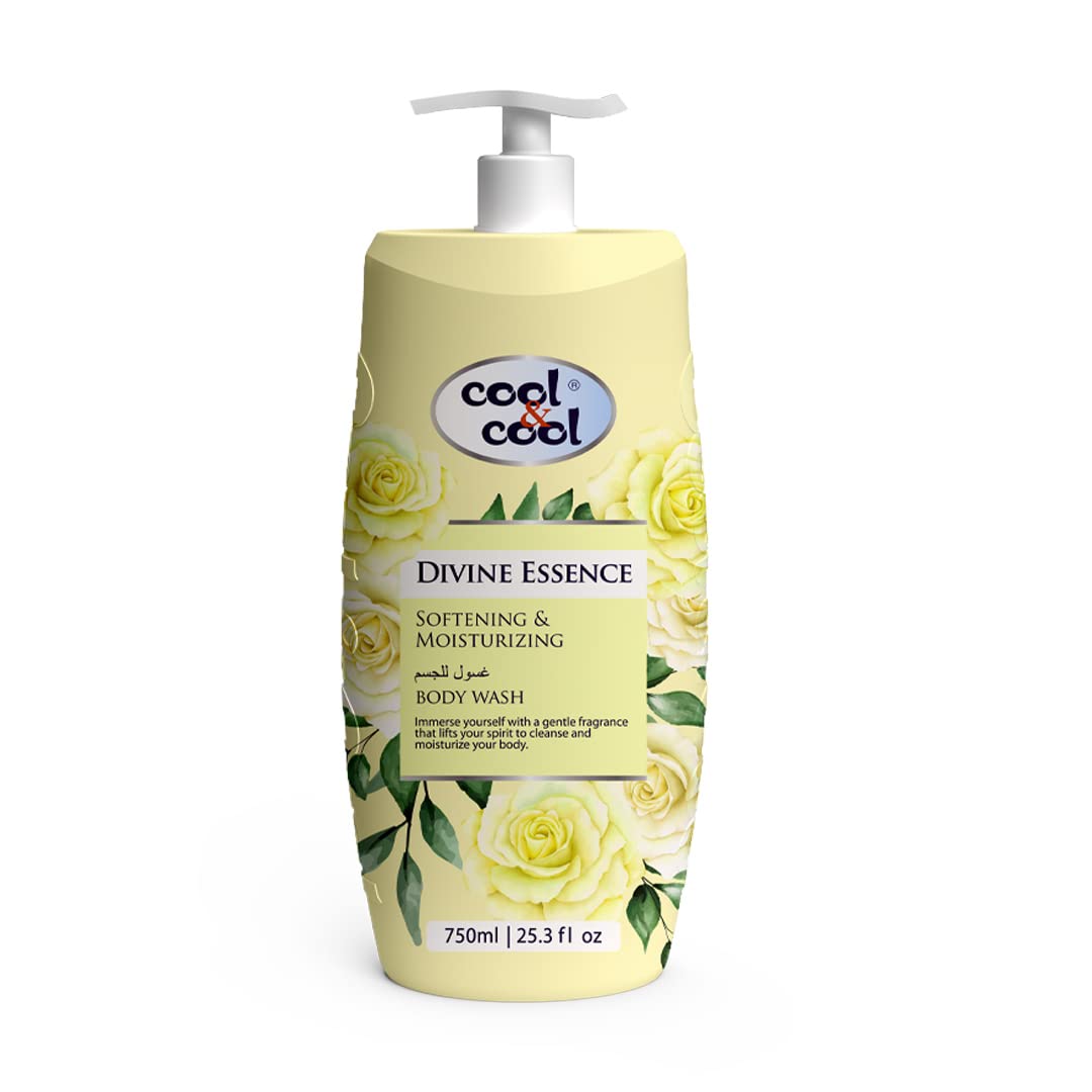 Cool & Cool Divine Essence Body Wash 750 ML - Vitamin E, Antibacterial, Skin-Softening, Moisturizing