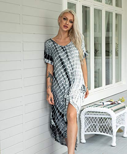 AVIIER Cotton Nightgowns for Women Sleeveless House Dress Ladies Long Nightdress with Pockets S-XXL2