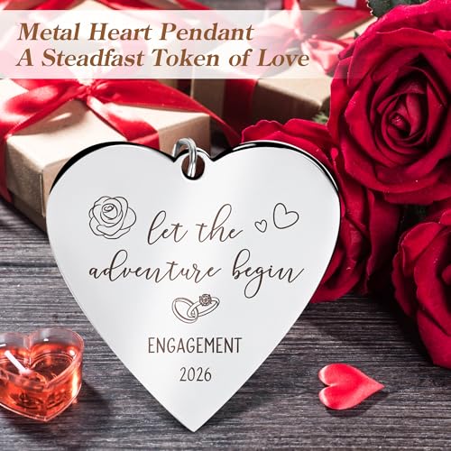 HELORAY Engagement Gifts for Couples Gifts for Newly Engaged Couples Engagement Gift for Women Happy Engagement Party Gift Personalized Picture Frame Let The Adventure Begin Engaged Photo Frame - Image 5