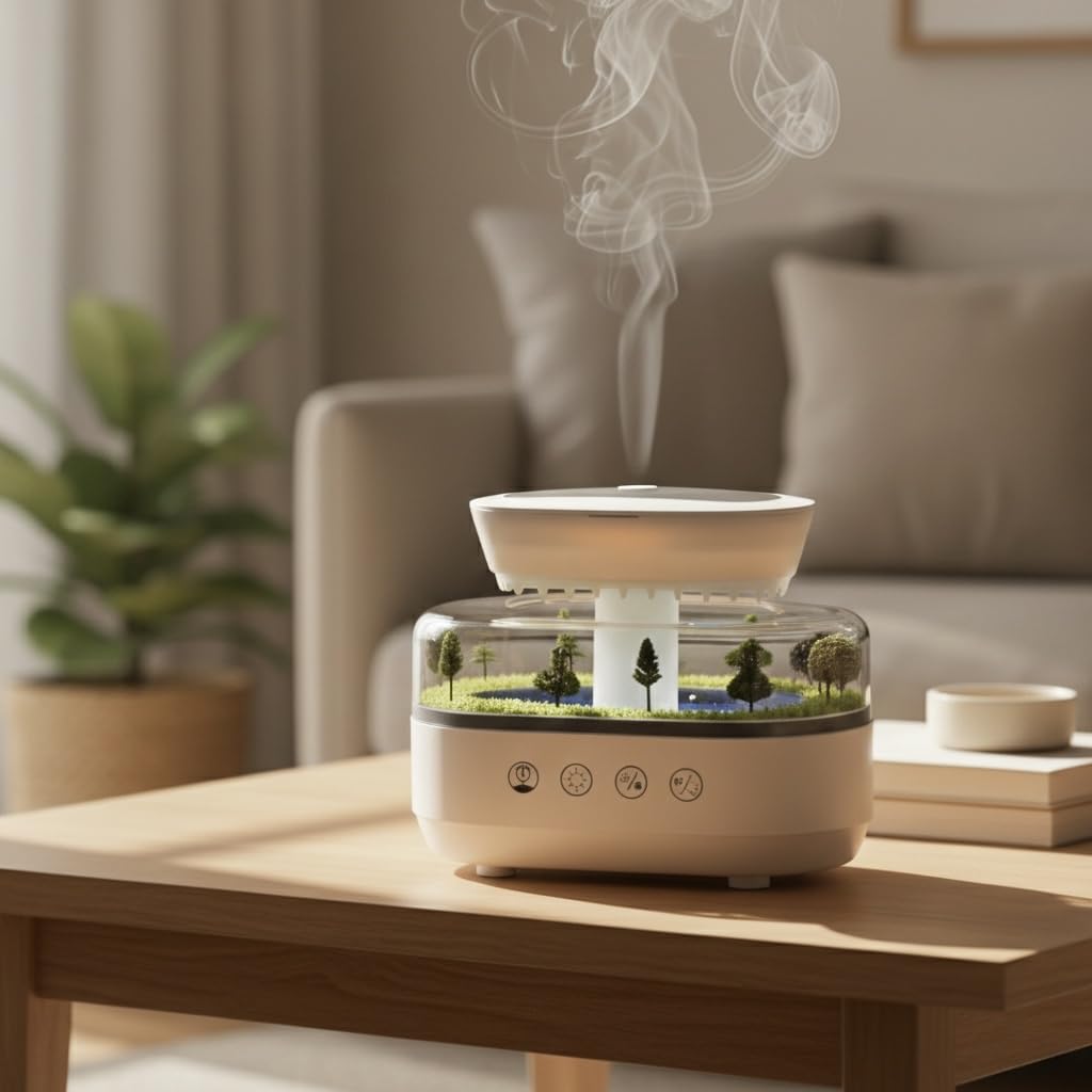 Auramist Diffuser & Humidifier Combo | Raindrop Design Aroma Diffuser with LED Lights & Auto Shut-Off | Quiet Electric Diffuser for Home, Bedroom & Aromatherapy-image-22