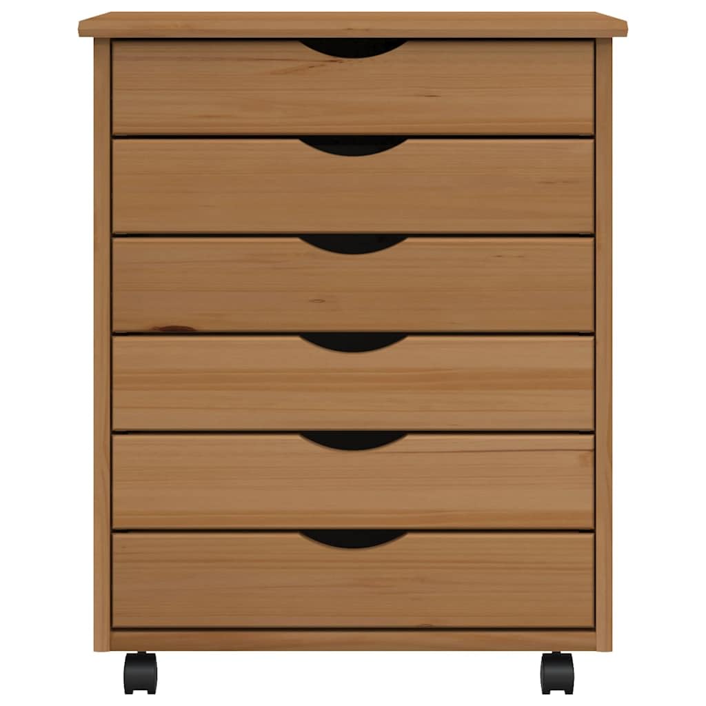 Armadietto con 6 cassetti, in legno massello di pino, 53 x 39 x 65,5 cm, per ufficio, soggiorno, organizzatore