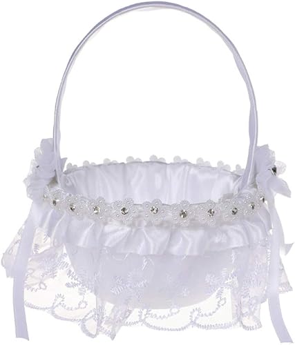 Cesta para niña de las flores, colección de boda, marfil tradicional (NHL-10)