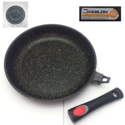 Lot de 3 Poêles 20, 24 et 28cm revêtement façon pierre