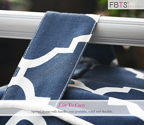 Fbts Prime Inflatable Footstool Ottoman Navy Geometry Round 21X9 Inch Patio Foot Stools And Ottomans Portable Footrest #TOP6