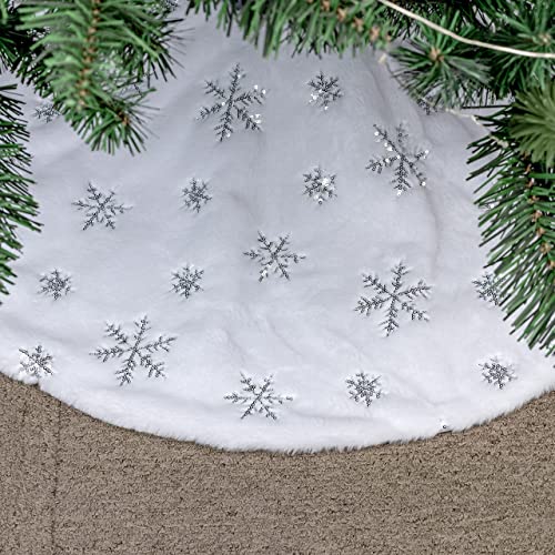 クリスマスツリースカート クリスマス飾り サンタクロースツリースカート 円形 可愛いツリースカート豪華 ベースカバー オーナメント スノーフレーク 円形 屋内屋外飾り クリスマスパーティー オーナメント 雰囲気 クリスマス用品
