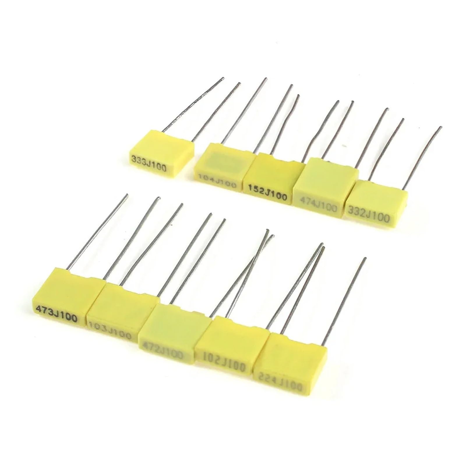 ICXLPMC 50PCS 100V 102J~474J Polypropylene Film Capacitor Kit 102J 152J 332J 472J 103J 333J 473J 104J 224J 474J Capacitor Assorted Kit