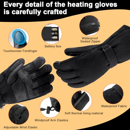 Hujikf Heated Gloves Winter Electric Warmers For Upgraded Touchscreen With Men And Women Waterproof Gloves Motorcycle Gloves Automatic Thermostat Suitable For Outdoor Activities thumb #2