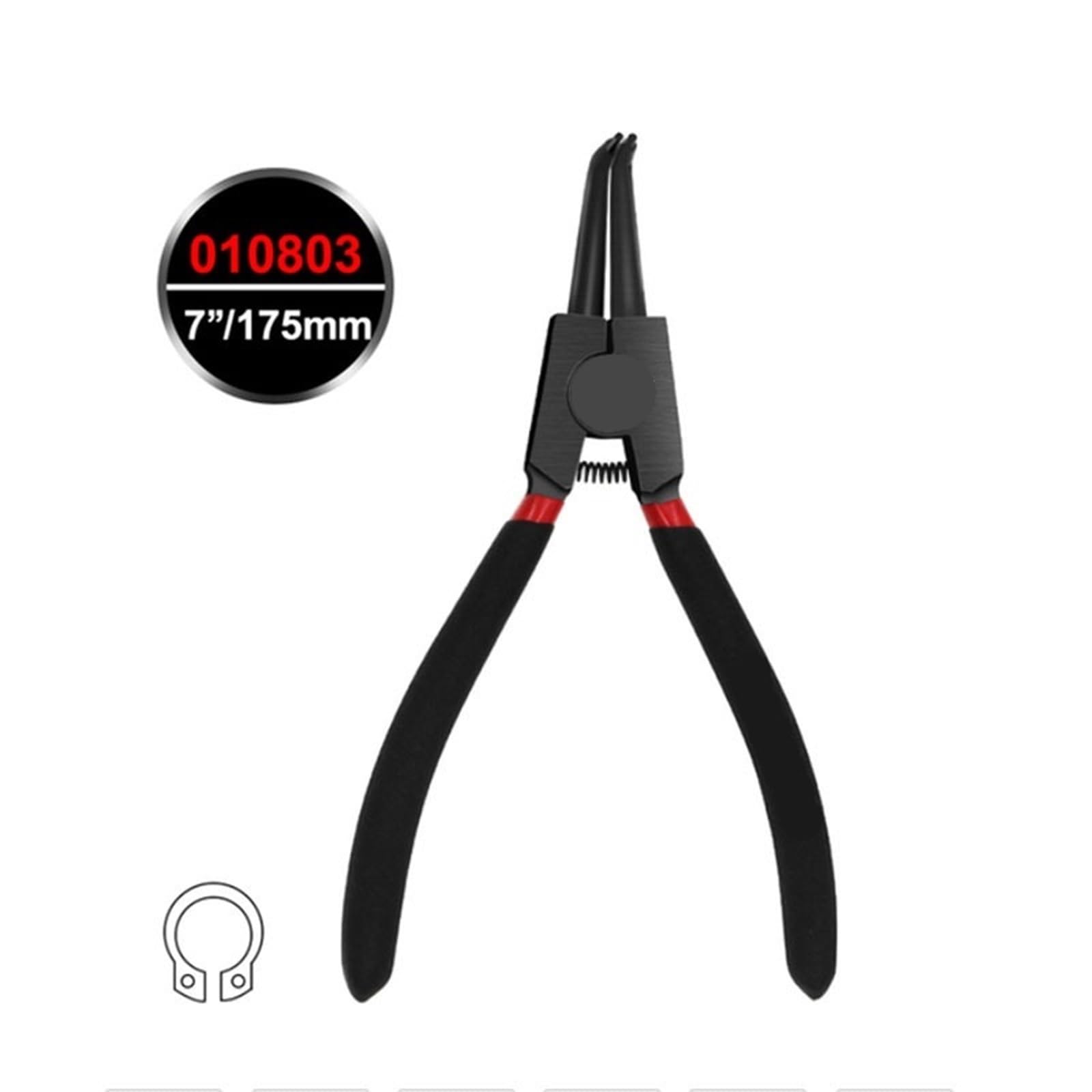 Kit de alicates Circlip alta resistencia 7 ", herramienta anillo presión multifuncional portátil con pico en ángulo recto exterior interior