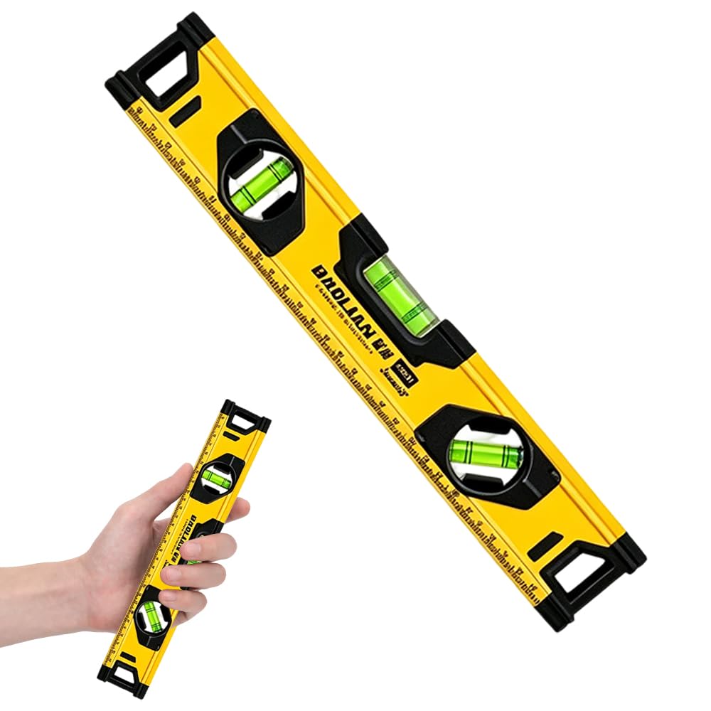 NKFBEV Spirit Level, 400MM/16Inch High Precision Shock Proof Torpedo Level, Aluminium Alloy Level Tool with 3Bubble 45°,90°,180°, Magnetic Spirit Level for Crafting Measurement Acceptance (300mm/12in)