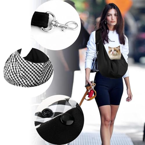 Kapokr Tragetasche Hund Tragbare Hundetragetasche für Hundetasche für Kleine Hunde Bis 7.5 kg Wendbarer Hundetragetuch für Spaziergänge und Aktivitäten Im Freien (Schwarz)
