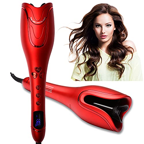 Auto Hair Curler Automatic Curling Iron Wand Rotating Barrel with 4 Temperature & Timer Curling Hair Wand with LCD Temp Display and Spin Iron Anti-Scald Trough Fast Heating for Styling Waves Curl