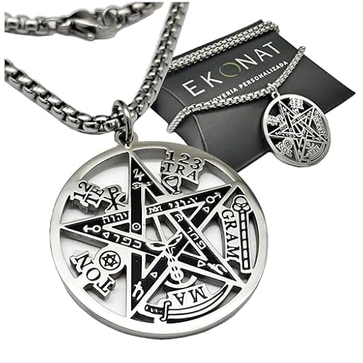 Tetragramatón Acero Inoxidable Grande con Cadena – Colgante Pentagrama Protector para Hombre y Mujer – Amuleto de Protección Energética, Símbolo Sagrado Esotérico, Collar Acero 316L | Ya disponible en tu tienda friki favorita! En mundofriki.es!