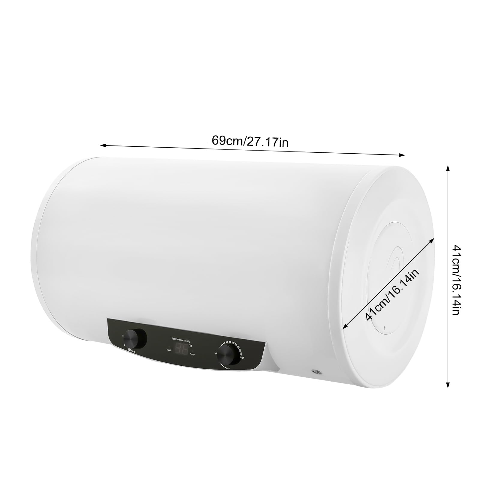 Chauffe-eau électrique - 70 l - Puissance de chauffage : 2000 W - Protection contre les fuites - Suspension horizontale améliorée - 25-75 °C