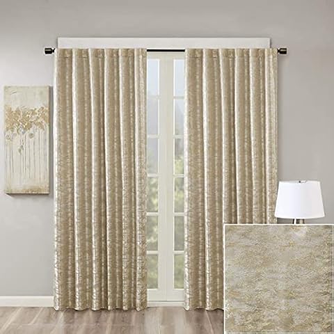 Sun Smart Cassius, Single Total Blackout Curtain for Bedroom, Luxurious Sheen Marble Jacquard, Window Treatment Panel, Rod Pocket Top, Easy to Hang, Fits 1.25" Rod, Machine Washable, 50" x 84" Gold Cover