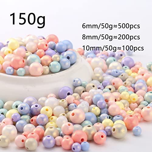 HERZWILD Colourful Acrylic Beads - 800 Pieces Art Beads for Jewellery Making DIY Necklaces & Bracelets (6/8/10 mm) - Image 2