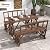 Outsunny Outdoor Table and Chairs for 4 People, Wooden Patio Table and Dining Bench Set, 3 Piece All Weather Furniture Set with Wagon Wheel Design for Backyard Garden, Deck, Carbonized