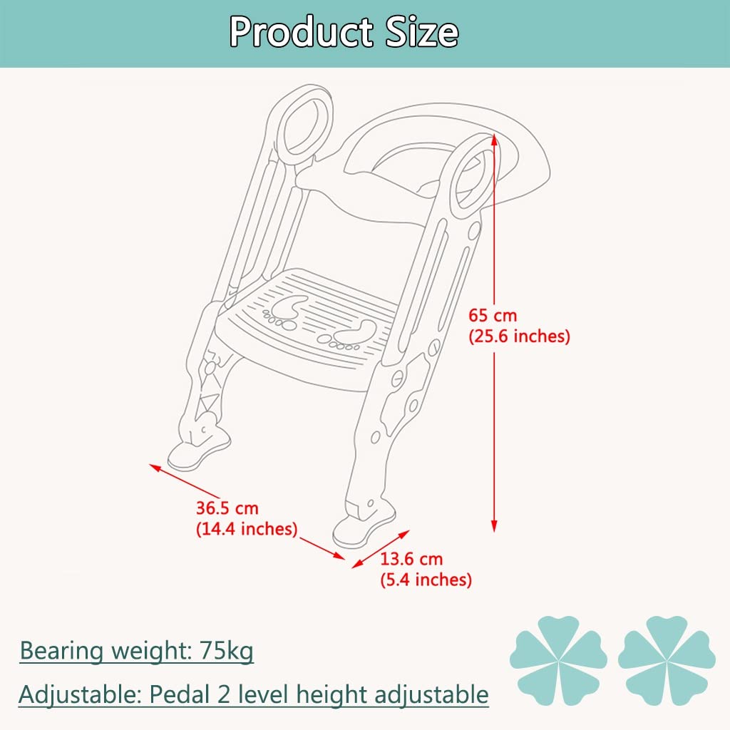 Riduttore WC con Scaletta Pieghevole Riduttore Water con Scaletta con Paraspruzzi, Altezza Regolabile Sedile WC con Scale per Ragazzi E Ragazze, Portante 75 kg