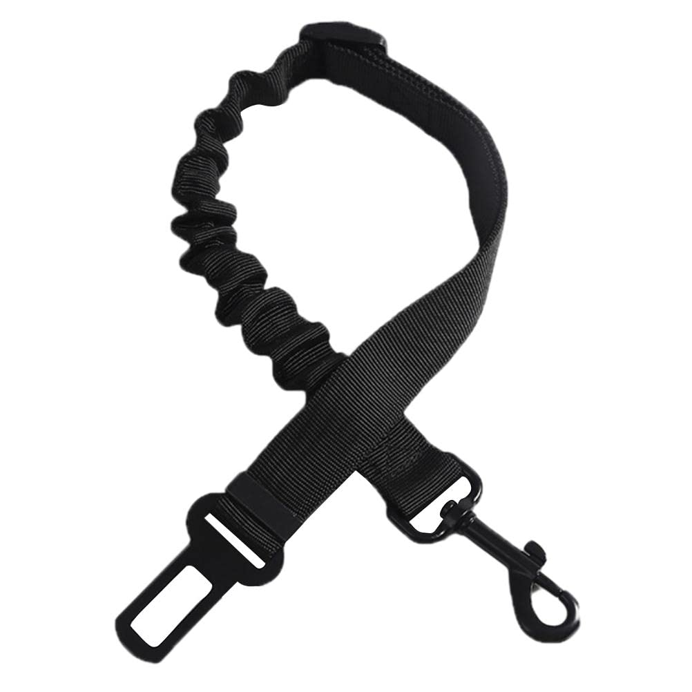 Beswow Dogs Seat Belt for Car, Adjustable Pet Seat Belt Restraint Puppy Safety Nylon Harness Elastic Telescopic Traveling Leash Leads Accessories for Dogs Cats Pets, Black