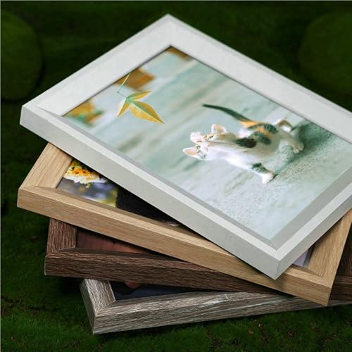 Cadre photo de table souvenir de mariage en bois de noyer grain gris chic - 6