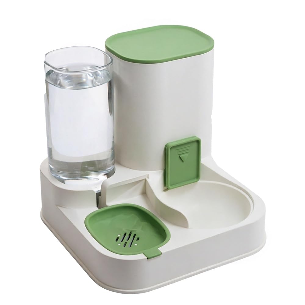 Ciotole per Cibo e Acqua per Cani e Gatti | Ciotola Tutto-in-Uno per Cani e Gatti, Ideale per Viaggi di Lavoro(Green)