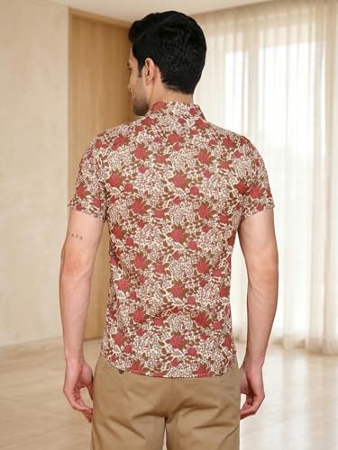 Image of Yash Gallery Men's Cotton Warli Print Shirt Collar Regular Shirt