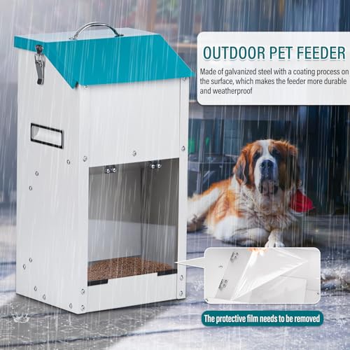 Automatic Dog Feeder Outdoor Galvanized Dog Food Dispenser 15lbs Pet Cat Feeding Station Metal Gravity Feeder for Puppy, Dog, Cat - Image 5