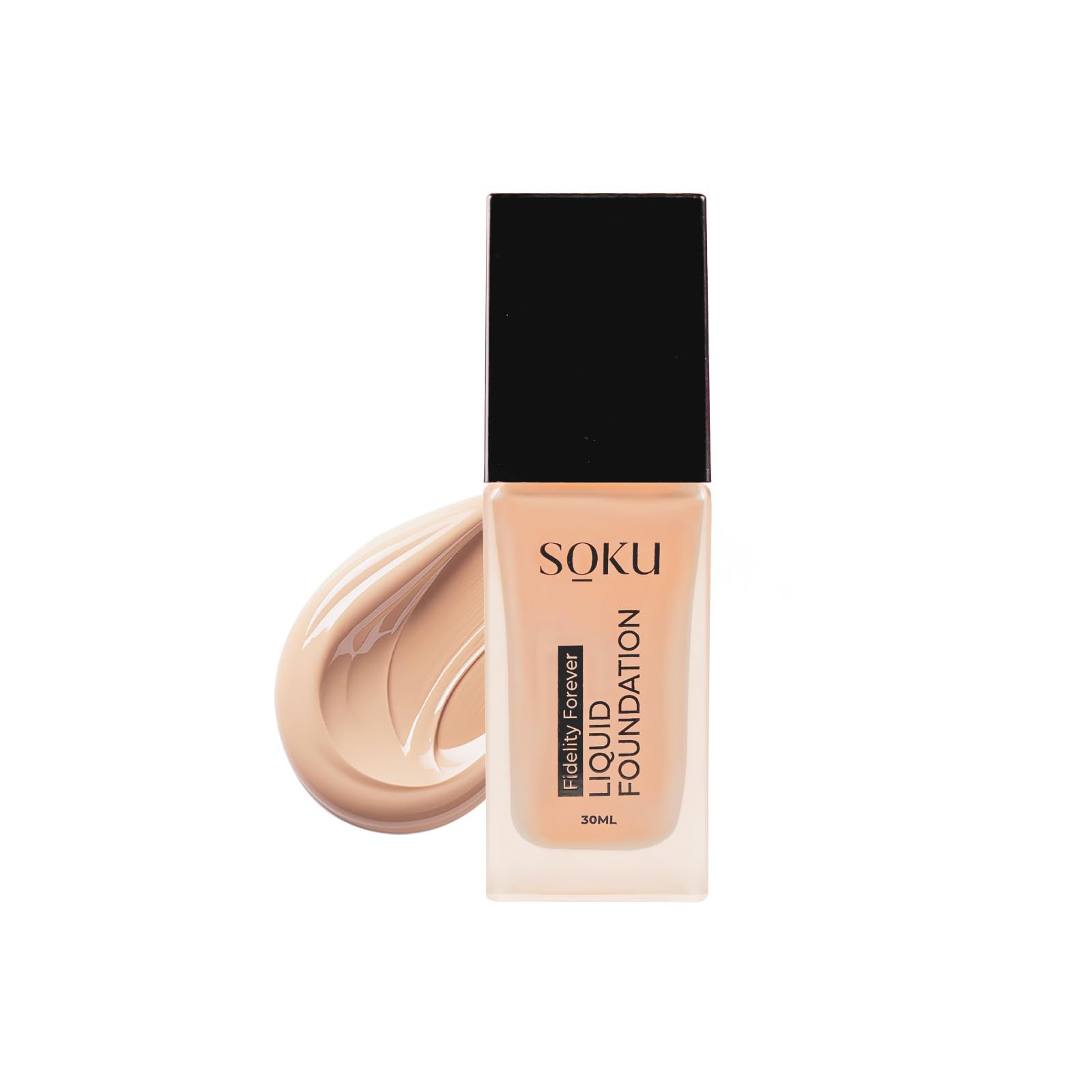 SOKU Fidelity Forever Liquid Buildable Coverage Foundation | With Shea Butter & Vitamin E | For All Skin Types | Satin Finish, Long-Lasting with a Silky Texture (Nutmeg-05) - 30ml