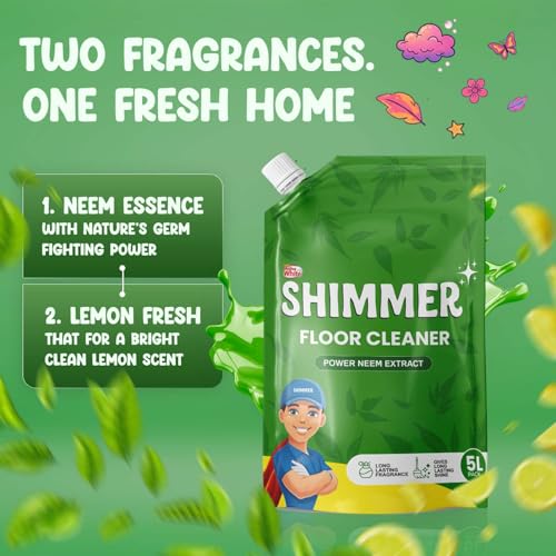 Image of Shimmer Floor & Surface Cleaner Liquid - 5L Family Pack | Non Toxic, Eco Friendly, Safe on Hands | Citrus Fragrance | All Purpose Floor Cleaner for Tiles, Bathroom & Kitchen | Removes Tough Stains
