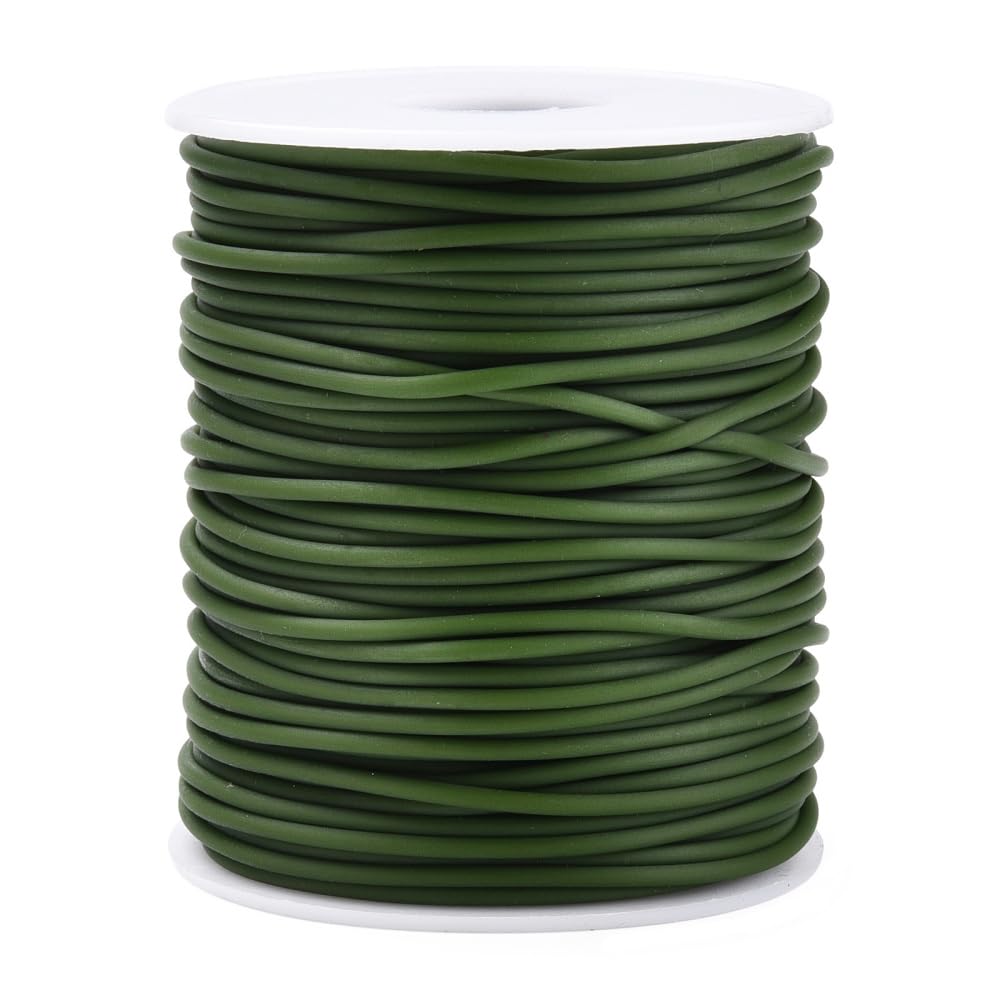Pandahall 54.7 Yards Hollow Pipe Rubber Cords 2mm Knitting Barber Cords Stitch Savers Knitting Cord Rubber Tubing Silicone Pipes for Knit Sewing Project Craft (Dark Olive Green)