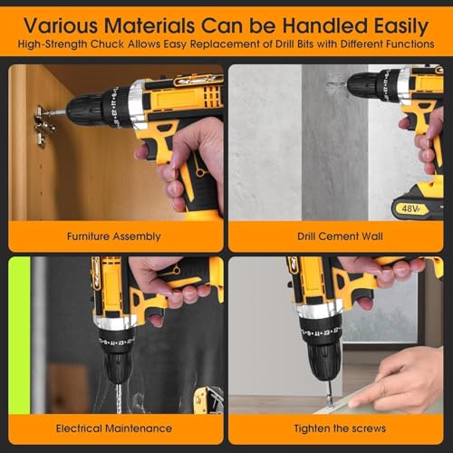 Image of 21V Cordless Drill Machine with Double Lithium Battery | 29 Pcs Power Tool Kit with Drill Bits & Accessories | Rechargeable Electric Drill Driver for Home DIY Repair & Maintenance