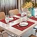 Red Cloth Placemats Set of 6, Cotton Linen Blend Machine Washable Double Layered Durable Place Mats Heat Resistant Placemats Wrinkle Free Thick Fabric Dining Table Mats (Red, 6)