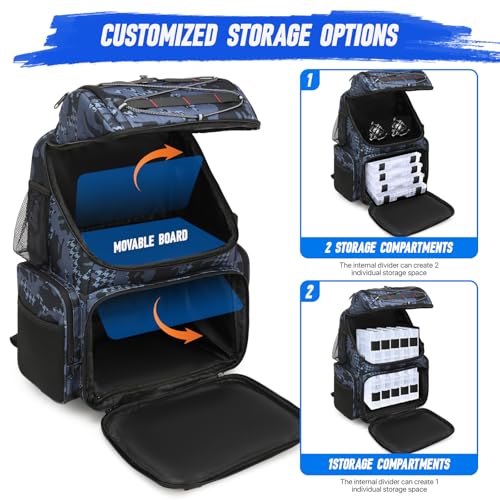 Mochila de Pesca RUCYEN 45L Grande con Porta Cañas y Cubierta Impermeable miniatura 4