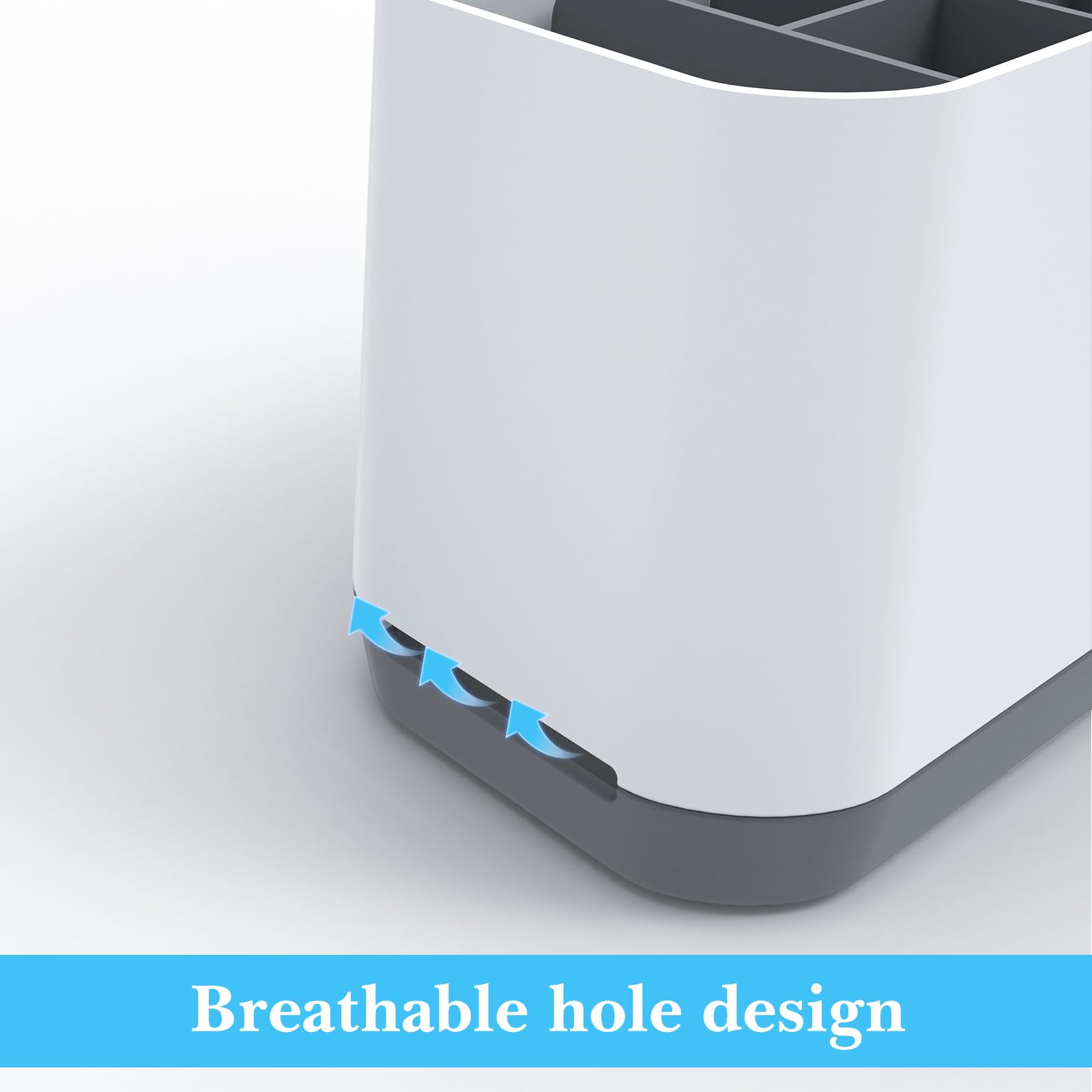 Linkidea Supporto Per Spazzolino Elettrico, 6 Scomparti, Organizer Da Banco Per Oral-B IO E Philips Sonicare, Bianco E Grigio - 2