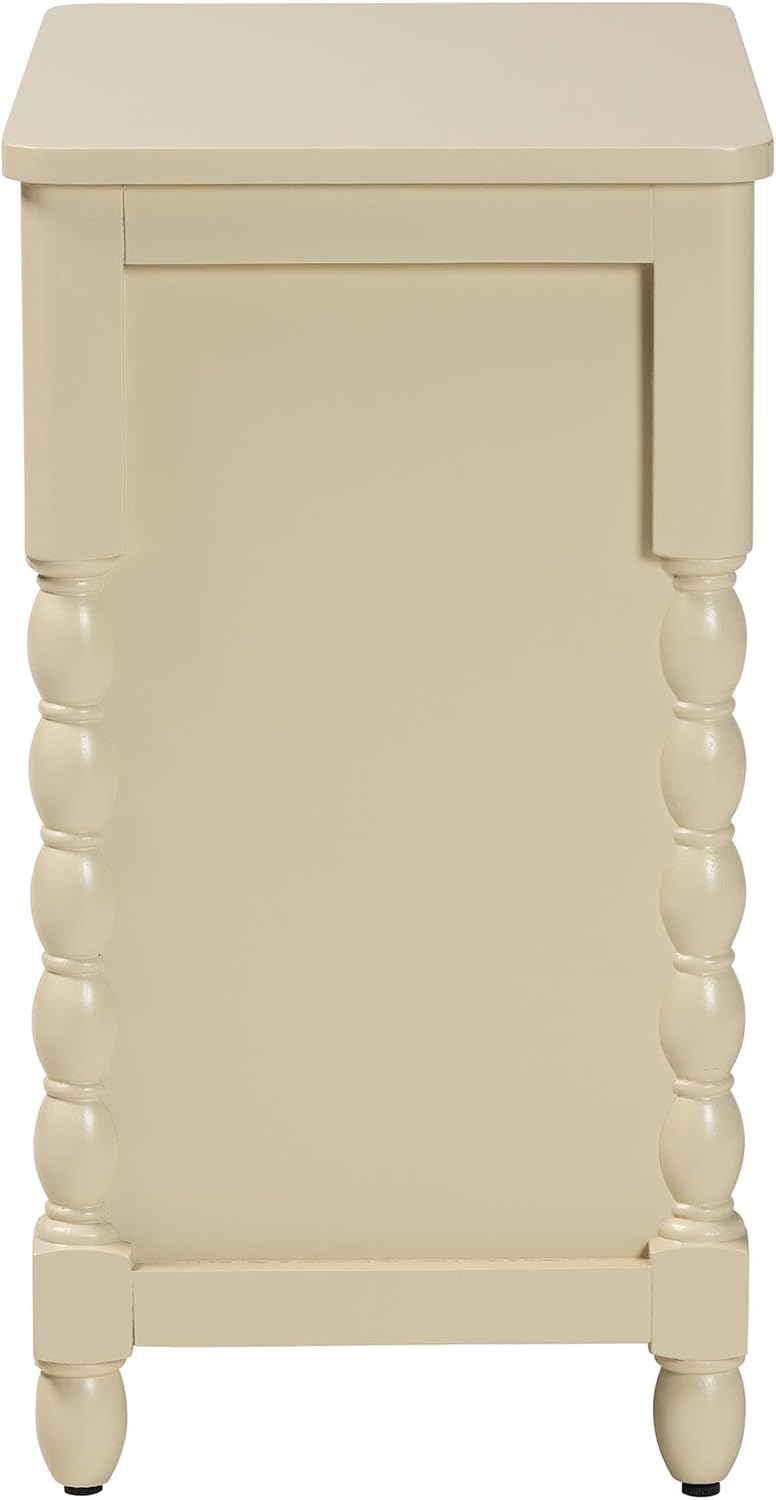 Bali & pari Kyla Nightstand with Spindle Legs - 3-Drawer Bedside Table with Turned Detailing and Inset Paneling