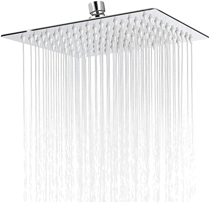 Image of TOSCH Mirror Stainless Steel 304 Square Ultra Slim High Pressure Rainfall Shower Head for bathroom Chrome Finish (10 INCH) (WITHOUT SHOWER ARM)