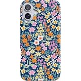 Casely iPhone 16 ケース | フルブルーム | ネイビーフローラル | クラシック ウルトラスリム ケースデザイン | MagSafe対応
