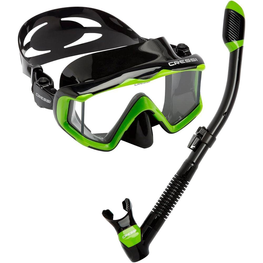 Cressi Panoramic Wide Vision Mask and Dry Diving Kit for Snorkeling | Pano 3 and Supernova Dry: Designed in Italy