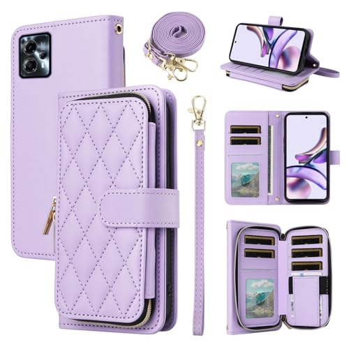 Étui de téléphone portable de luxe en cuir pour Motorola Moto G23 G13 zippé