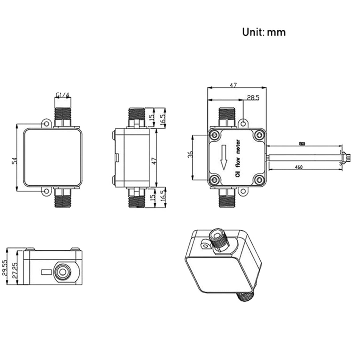 Water Flow Sensor Digital Flow Meter 1pc OF07ZAT G1/4 Oval Gear Flowmeter Sensor Oil Flow Meter Plastic