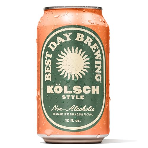 Best Day Brewing Kölsch Non-Alcoholic Craft Beer - 12 Pack - Premium Ingredients for Full Flavor - Low Carb & Low Calorie (12 fl oz cans)