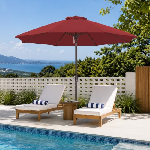 Image of ABCCANOPY 10FT Patio Umbrella Outdoor 8 Ribs Table Umbrella(Wine Red)