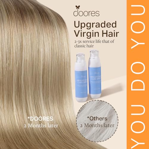 Image of DOORES Drity Blonde Clip in Hair Extensions Human Hair, Balayage Medium Copper to Sandy Blonde 18 Inch 120g 7pcs, Clip in Hair Extensions Remy Weft Natural Straight Weft for Women