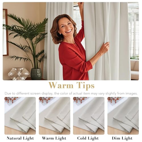Image of H.VERSAILTEX Back Tab Curtains 102 Inch Long for Living Room, Rod Pocket Room Darkening Thermal Insulated Blackout Curtains, 52 x 102 Inch, Ivory /Cream, 2 Panels