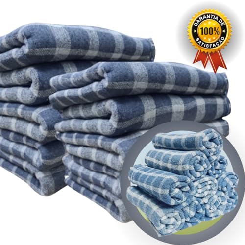 Kit 10 Pano De Chão Xadrez Para Limpeza Alvejado Grande Grosso 45x65cm Limpezas Leves e Pesadas