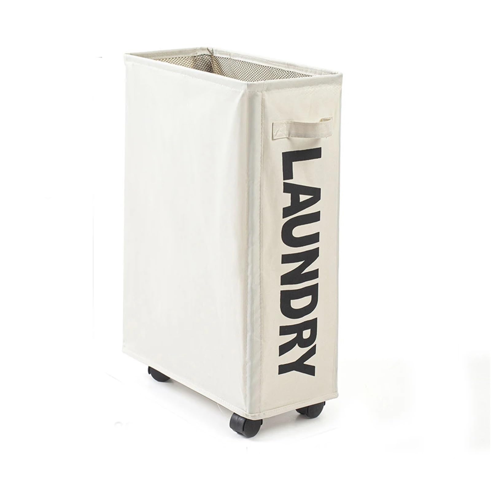 Cesto portabiancheria pieghevole con manico, 56 cm, colore: bianco